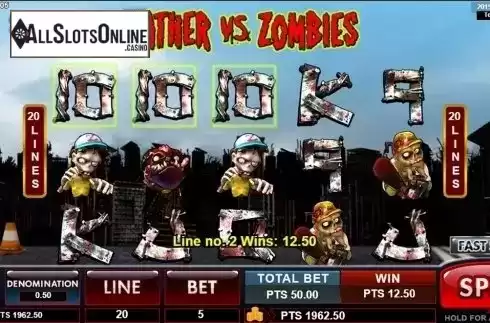 Win screen . Father & Zombies from Spadegaming