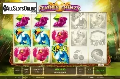 Win screen. Feather Frenzy from Greentube