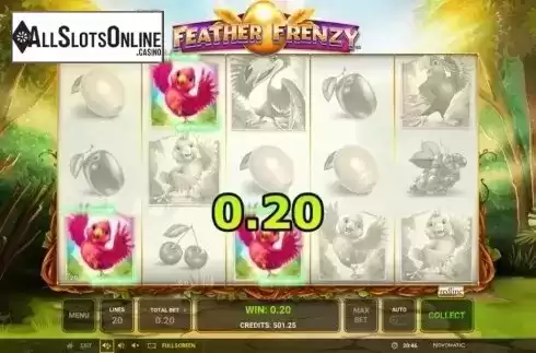 Low Win screen. Feather Frenzy from Greentube