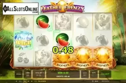 Bonus Game screen. Feather Frenzy from Greentube