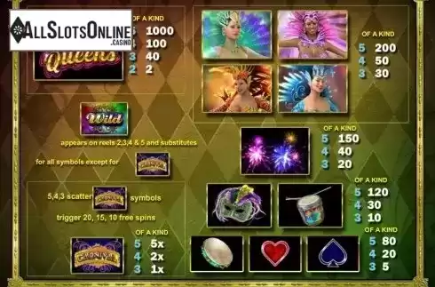 Paytable 1. Festival Queen from 2by2 Gaming