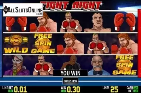 Freespins win. Fight Night HD from World Match