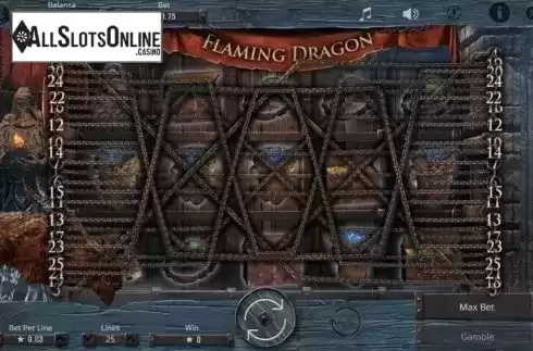 Reel screen. Flaming Dragon from Booming Games