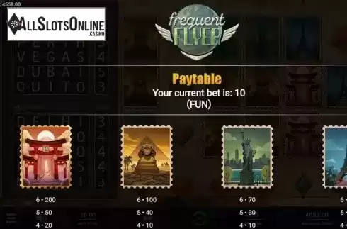 Paytable 1. Frequent Flyer from Relax Gaming
