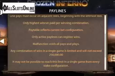 Game rules 2. Frozen Inferno from WMS