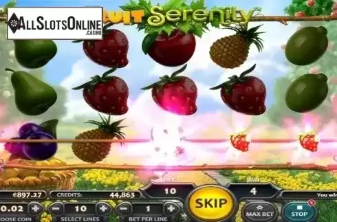 Win Screen. Fruit Serenity from Nucleus Gaming