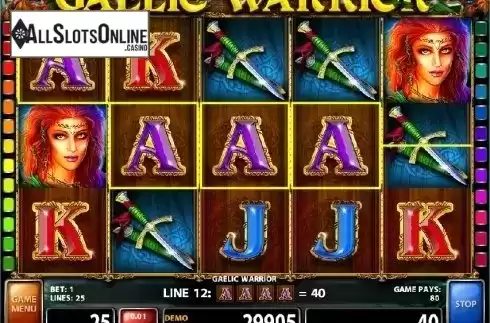 Screen 2. Gaelic Warrior from Casino Technology