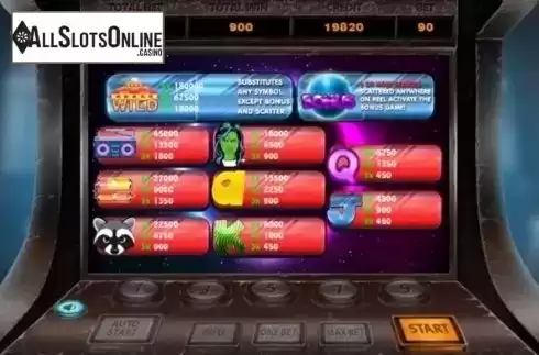 Paytable. Galactic Quest from X Room