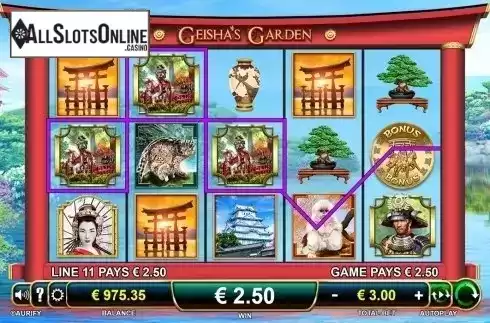 Win screen. Geisha's Garden from Aurify Gaming