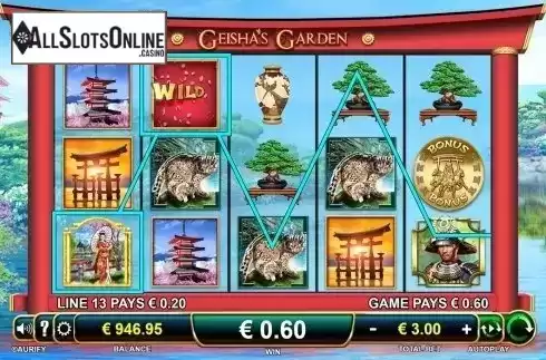 Wild win screen. Geisha's Garden from Aurify Gaming
