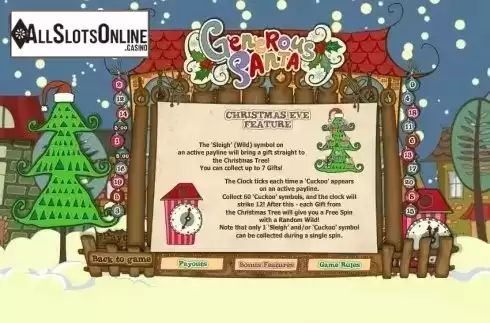 Paytable 2. Generous Santa from GamesOS