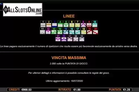 Paylines screen. Ghost House (Nazionale Elettronica) from Nazionale Elettronica