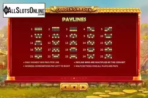 Paytable 5. Golden Garden from Skywind Group