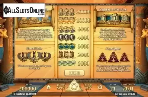 Paytable . Golden Pyramid from Magnet Gaming
