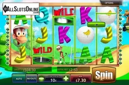 Wild Win screen. Golf n Monkeys from MultiSlot