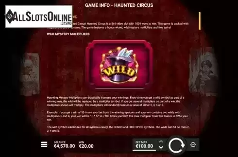 Features. Haunted Circus from Hacksaw Gaming