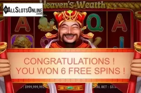 Free spins screen. Heaven's Wealth from Slot Factory