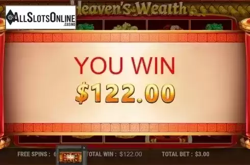 Win screen. Heaven's Wealth from Slot Factory