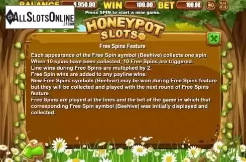 Free Spins. Honeypot Slots from Allbet Gaming