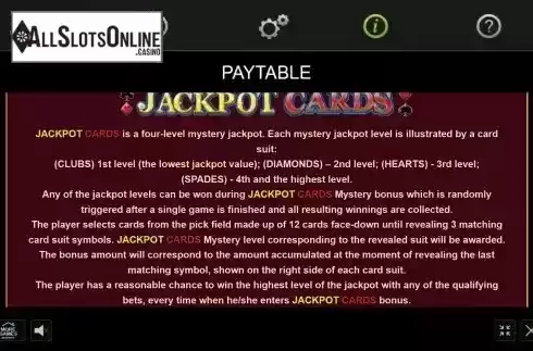 Progressive Jackpots screen