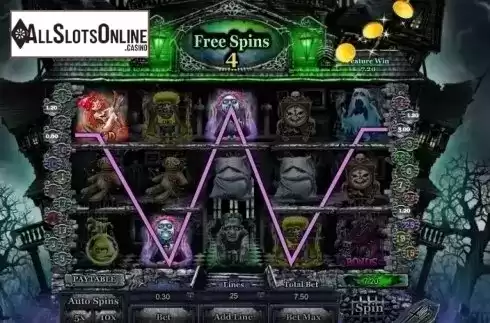 Free Spins Win Screen. House of Scare from GamesOS