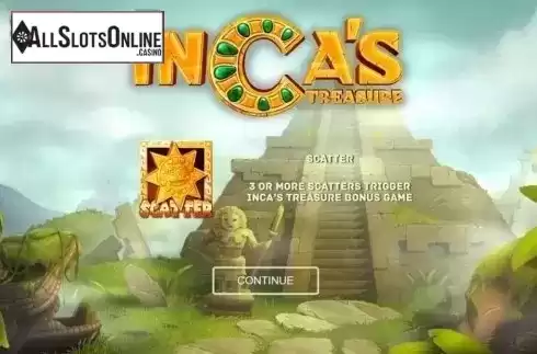 Start Screen. Inca's Treasure from Tom Horn Gaming