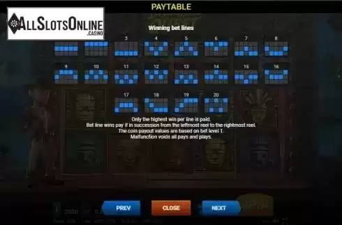 Paytable 4. Indiana's Quest from Evoplay Entertainment