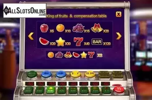Paytable . King of Fruits from Aiwin Games