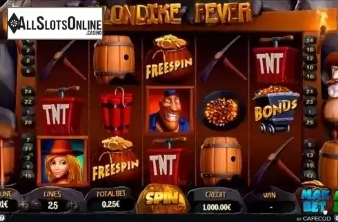 Reel screen. Klondike Fever from Capecod Gaming