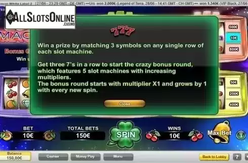 Paytable 1. Lucky Machines from NeoGames