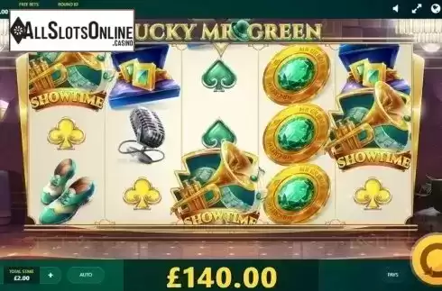 Win screen. Lucky Mr Green from Red Tiger