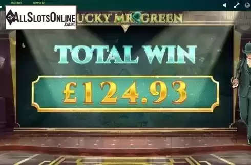 Total win screen. Lucky Mr Green from Red Tiger