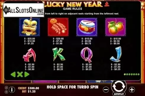 Paytable. Lucky New Year from Pragmatic Play