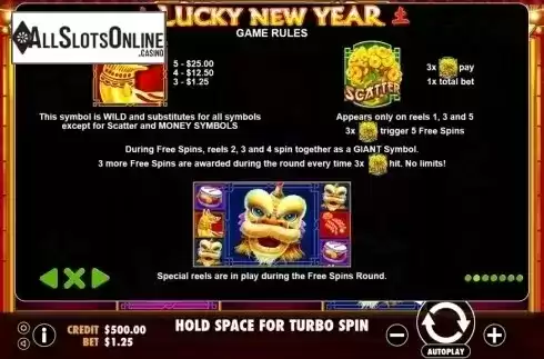 Paytable 2. Lucky New Year from Pragmatic Play