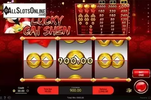 Win screen . Lucky Cai Shen from Spadegaming