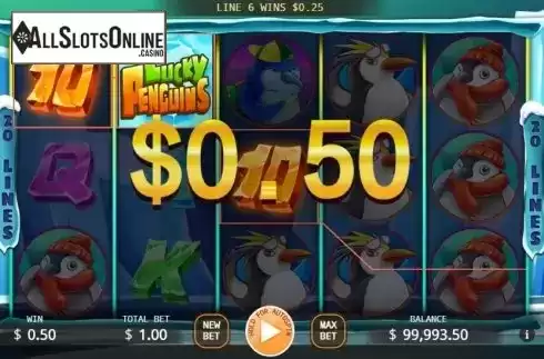 Win screen 1. Lucky Penguins from KA Gaming