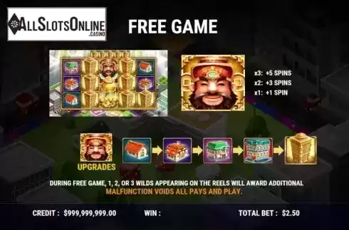 Features screen. Lucky Rich God from Slot Factory