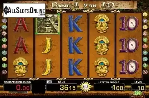 Free Spins screen. Lost Temple HD from Merkur