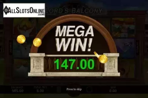 Mega Win. Lords Balcony from Indi Slots