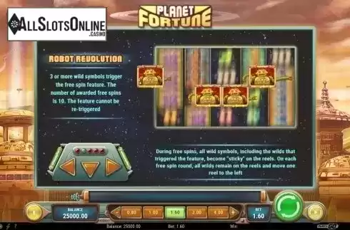 Paytable 2. Planet Fortune from Play'n Go