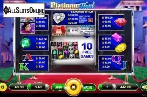 Paytable. Platinum Heart from SlotVision