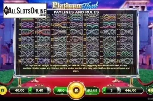 Paylines. Platinum Heart from SlotVision