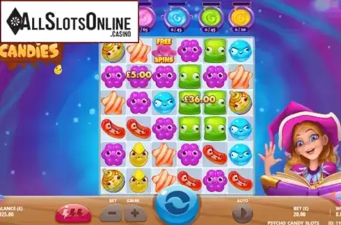 Win Screen. Psycho Candies from Gluck Games