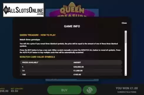 Info 1. Queen Treasure from Hacksaw Gaming