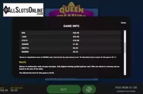 Info 2. Queen Treasure from Hacksaw Gaming