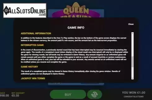 Info 3. Queen Treasure from Hacksaw Gaming
