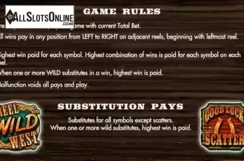 Paytable 3. Reel Wild West from Gamesys