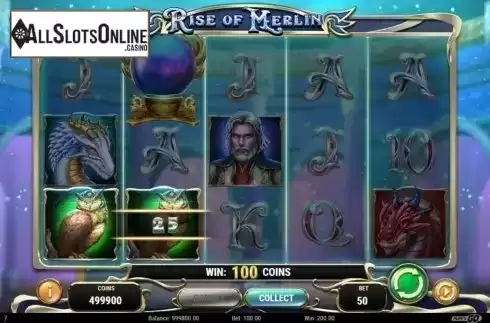 Win Screen. Rise of Merlin from Play'n Go