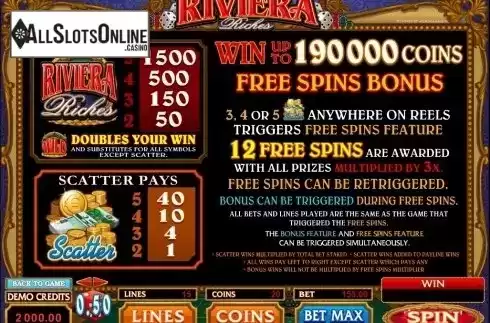 Screen2. Riviera Riches from Microgaming