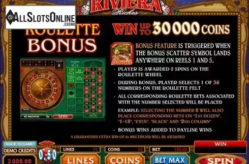 Screen3. Riviera Riches from Microgaming